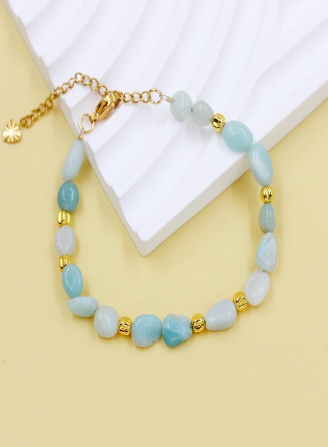 Tobestu Amazonite Beaded Bracelet with Pumpkin Spacer Beads - Boho Natural Stone Jewelry for Summer and Everyday Style YA5871 - Image 5